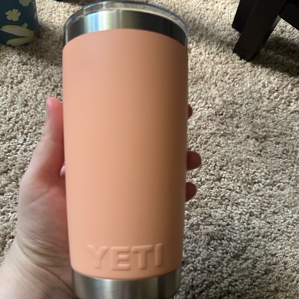 Yeti Rambler Tumbler in Peach Pink with Stainless Trim - Picture 4 of 4